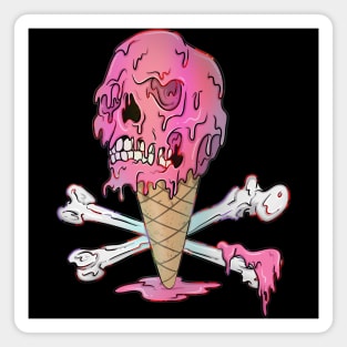 Drippy Ice Cream Melting Skull Magnet